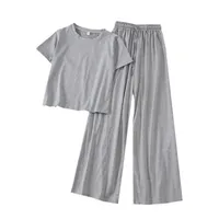 Summer New New-style Online Popular Western-style Tall Suit Women's Hong Kong-style Short-sleeved Wide-leg Pants Casual Two-piece Fashionable Set main image 5