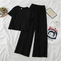 Summer New New-style Online Popular Western-style Tall Suit Women's Hong Kong-style Short-sleeved Wide-leg Pants Casual Two-piece Fashionable Set sku image 9
