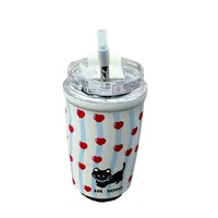 Cute Hand-painted Winter Cat Stainless Steel Thermos Cute Cartoon High Color Value Straw Straw Water Cup main image 4