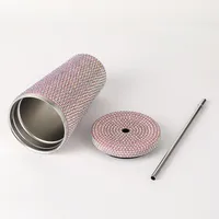 New Diamond-encrusted Insulated Water Cup Double-layer Diamond Tapered Straw Cup Beverage Cup Drinking Cup main image 3