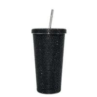 New Diamond-encrusted Insulated Water Cup Double-layer Diamond Tapered Straw Cup Beverage Cup Drinking Cup sku image 14