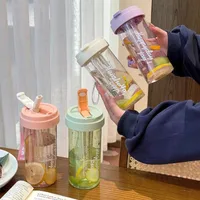High Temperature Resistant Water Cup Girls New High Color Value Sippy Cup Student Portable Tea Water Separation Plastic Cup Coffee Cup main image 1