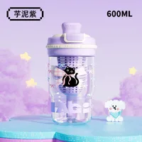 Summer Water Cup Girls High Color Value Cute Coffee Cup With Tea Warehouse Double Drinking Sippy Cup Students With Cup New sku image 1