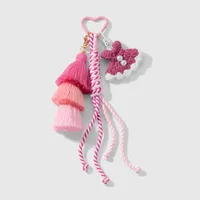 New Ins Exquisite Retro Sweet Tassel Crochet Small Skirt Acrylic Croissant Mirror DIY Keychain sku image 1