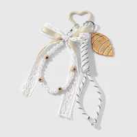 New Ins Exquisite Retro Sweet Tassel Crochet Small Skirt Acrylic Croissant Mirror DIY Keychain sku image 2