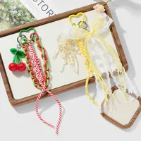 New Ins New Style Exquisite And Sweet Imitation Crystal Beaded Mesh Bow Acrylic Cherry DIY Keychain main image 1