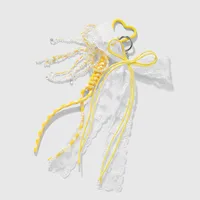 New Ins New Style Exquisite And Sweet Imitation Crystal Beaded Mesh Bow Acrylic Cherry DIY Keychain main image 4