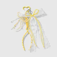 New Ins New Style Exquisite And Sweet Imitation Crystal Beaded Mesh Bow Acrylic Cherry DIY Keychain sku image 2