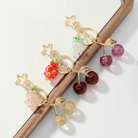 New Ins Exquisite Accessible Luxury High-End Imitation Crystal Grape Fine Glitter Resin Cherry DIY Keychain Bag Pendant main image 2