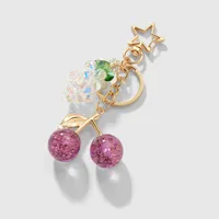 New Ins Exquisite Accessible Luxury High-End Imitation Crystal Grape Fine Glitter Resin Cherry DIY Keychain Bag Pendant main image 3