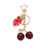 New Ins Exquisite Accessible Luxury High-End Imitation Crystal Grape Fine Glitter Resin Cherry DIY Keychain Bag Pendant main image 5