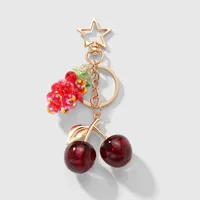New Ins Exquisite Accessible Luxury High-End Imitation Crystal Grape Fine Glitter Resin Cherry DIY Keychain Bag Pendant sku image 1