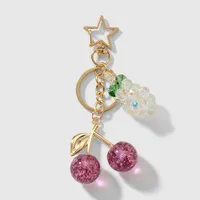New Ins Exquisite Accessible Luxury High-End Imitation Crystal Grape Fine Glitter Resin Cherry DIY Keychain Bag Pendant sku image 2