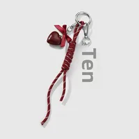 Explosions Y2K New Sweet Cool Exquisite Leather Bow Acrylic Love Cross DIY Keychain main image 3