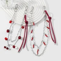 Explosions Y2K Sweet Cool Trend Silver Chain Red Simulation Pepper Cherry Strawberry Leather Pant Chain Pendant main image 1