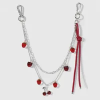 Explosions Y2K Sweet Cool Trend Silver Chain Red Simulation Pepper Cherry Strawberry Leather Pant Chain Pendant main image 2