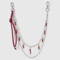Explosions Y2K Sweet Cool Trend Silver Chain Red Simulation Pepper Cherry Strawberry Leather Pant Chain Pendant main image 3