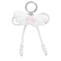 Explosions New Style Simple White Imitation Pearl Angel Wings Pink Fine Flash Bow Star Keychain main image 5