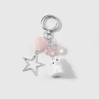Explosions Ins Exquisite Sweet All-match Hollow Love Star Fur Ball Flocking Fox Pendant Keychain main image 2