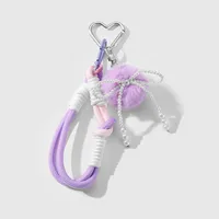 Spring New Ins New Sweet High-value Imitation Pearl Love Star Bow Climbing Rope DIY Key Chain sku image 2