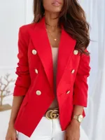 Designed  Wish Explosions Spring Best Selling Long Sleeve Double-breasted Solid Color Stand Collar Small Suit main image 4