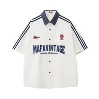 Jiayiku Men's  New American Antique Cleanfit Fashion Brand Embroidered Couple's Short-sleeved Shirt For Men And Women main image 1