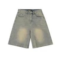 Jiayiku Men's American Vintage Washed Old Denim Shorts Men's And Women's Straight Loose Cleanfit Shorts main image 3