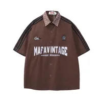 Jiayiku Men's  New American Antique Cleanfit Fashion Brand Embroidered Couple's Short-sleeved Shirt For Men And Women main image 2