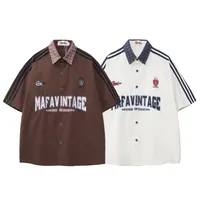 Jiayiku Men's  New American Antique Cleanfit Fashion Brand Embroidered Couple's Short-sleeved Shirt For Men And Women main image 5