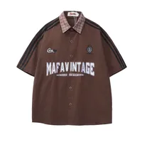Jiayiku Men's  New American Antique Cleanfit Fashion Brand Embroidered Couple's Short-sleeved Shirt For Men And Women sku image 1