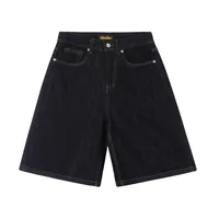 Jiayiku Men's American Vintage Washed Old Denim Shorts Men's And Women's Straight Loose Cleanfit Shorts sku image 6