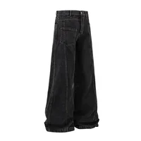 Spring  American Style Retro Shape Feeling Structure Split Washed Jeans Straight Cleanfit Pants main image 1