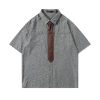 Jiayiku Men's  New American Style Campus Style Retro Fashion Brand Leopard Print Tie Shirt Short Sleeve For Men And Women main image 2