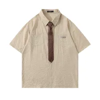 Jiayiku Men's  New American Style Campus Style Retro Fashion Brand Leopard Print Tie Shirt Short Sleeve For Men And Women main image 3