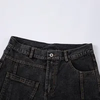 Spring  American Style Retro Shape Feeling Structure Split Washed Jeans Straight Cleanfit Pants main image 4