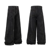 Spring  American Style Retro Shape Feeling Structure Split Washed Jeans Straight Cleanfit Pants main image 5