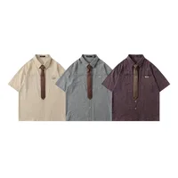 Jiayiku Men's  New American Style Campus Style Retro Fashion Brand Leopard Print Tie Shirt Short Sleeve For Men And Women main image 5