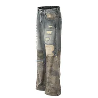 Jiayiku Tide Brand  New  High Street Vibe Camouflage Stitching Jeans Straight RO Tide Loose Pants main image 2