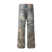 Jiayiku Tide Brand  New  High Street Vibe Camouflage Stitching Jeans Straight RO Tide Loose Pants main image 3