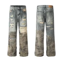 Jiayiku Tide Brand  New  High Street Vibe Camouflage Stitching Jeans Straight RO Tide Loose Pants main image 5