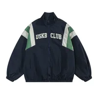 Jiayiku Fashion Brand  Spring American Retro Deconstruction Contrast Color School Uniform Jacket Loose Rustic Jacket Coat Couple main image 1