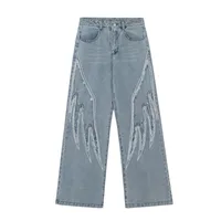 Jiayiku Tide Brand  Spring American Retro Patch Washed Jeans Straight Cleanfit Pants sku image 1