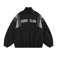 Jiayiku Fashion Brand  Spring American Retro Deconstruction Contrast Color School Uniform Jacket Loose Rustic Jacket Coat Couple main image 3