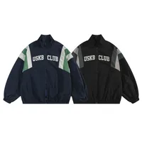 Jiayiku Fashion Brand  Spring American Retro Deconstruction Contrast Color School Uniform Jacket Loose Rustic Jacket Coat Couple main image 5