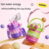 New Anti-fall Vacuum 316 Stainless Steel Children's Thermos Cup High-value Cute Straw Cup Double Drinking Portable main image 1