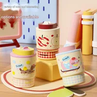 Children's Cartoon Double-Drink Thermos Cup 316 Stainless Steel Coffee Cup For Women With Good Looks And Portable Car Water Cup With Straw main image 1