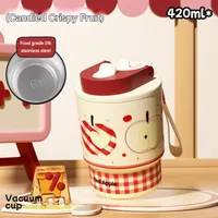 Children's Cartoon Double-Drink Thermos Cup 316 Stainless Steel Coffee Cup For Women With Good Looks And Portable Car Water Cup With Straw sku image 1