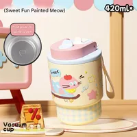 Children's Cartoon Double-Drink Thermos Cup 316 Stainless Steel Coffee Cup For Women With Good Looks And Portable Car Water Cup With Straw sku image 3