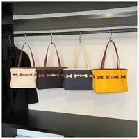 Women's Pu Leather Nylon Color Block Streetwear Square Zipper Shoulder Bag Tote Bag main image 1