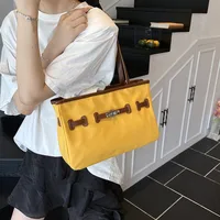 Women's Pu Leather Nylon Color Block Streetwear Square Zipper Shoulder Bag Tote Bag main image 2